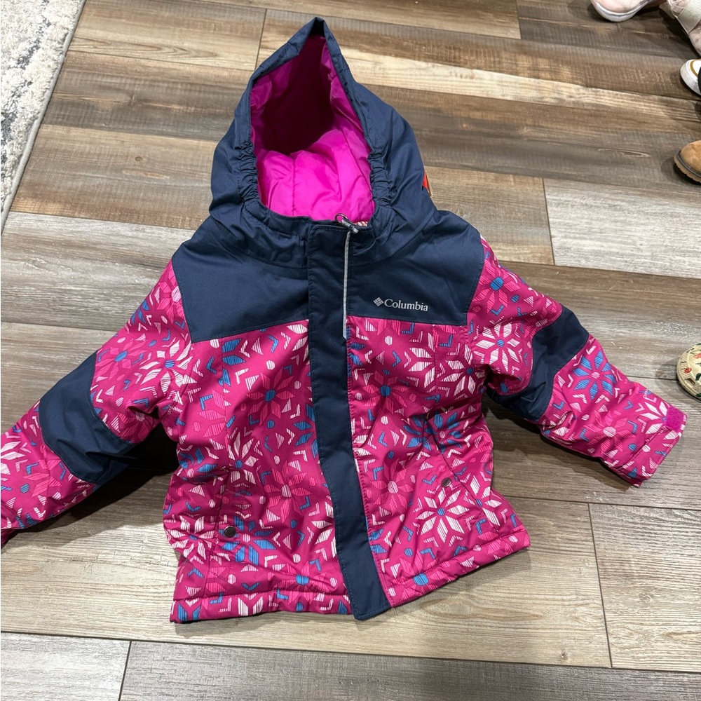 Toddler outgrow Omni Columbia Pink and Navy Snow Jacket